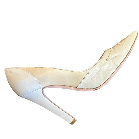 Allesandro Dell'ACQUA Cream Classic Quilted Look 4.5" Heel sz 37=6/6.5 - Picture 8 of 16